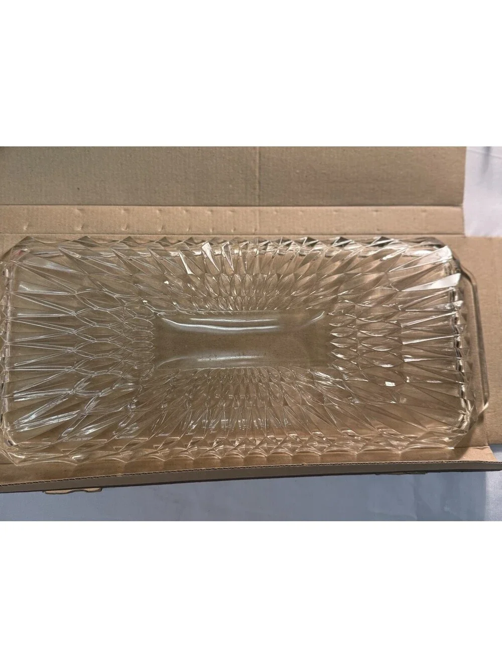 Vintage West German Glass Cake Platter Mid Century 1960-1970 Pressed Glass